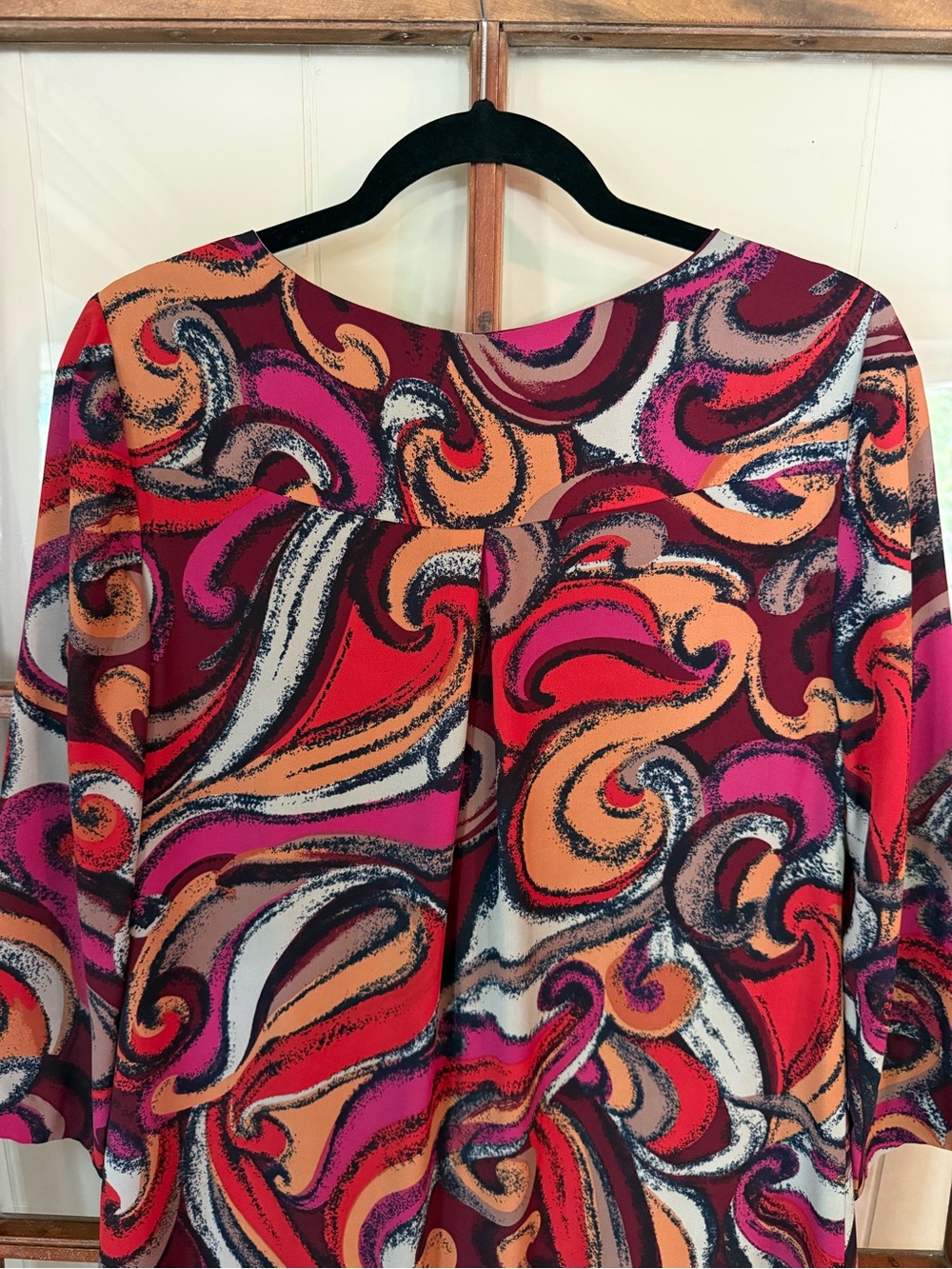 Anthropologie Maeve Bold 70s Flavia Swirl Print 3/4 SIeeve Mini Shift Dress - S - Picture 7 of 8